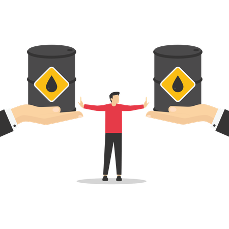 Partner separating two oil barrels  Illustration