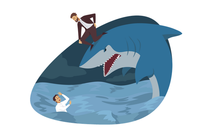 Partner with shark  Illustration