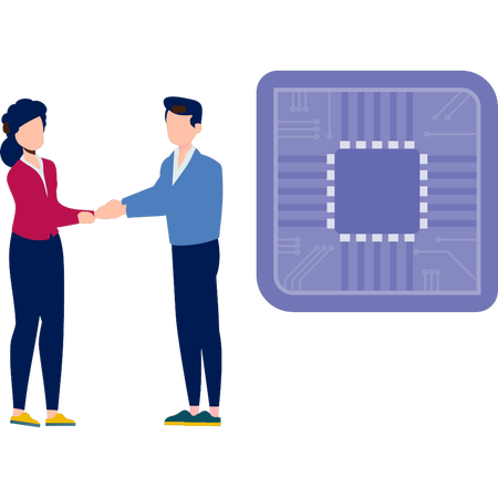 Partners doing chip partnership business  Illustration