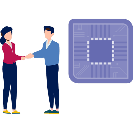 Partners doing chip partnership business  Illustration