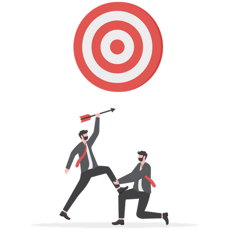 Partners help allies reach top of goal  Illustration