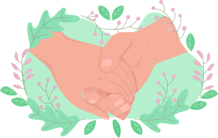 Partners holding hands Illustration