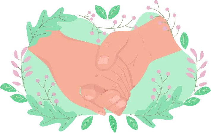 Partners holding hands Illustration