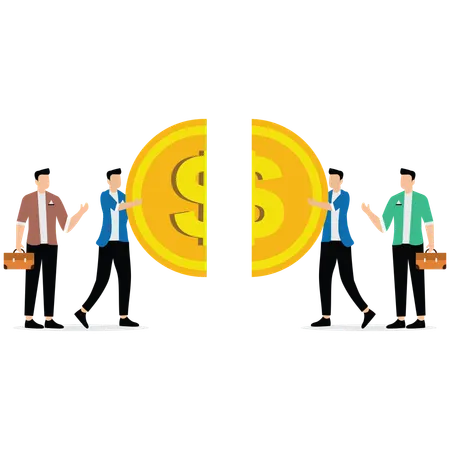 Partners sharing business profit  Illustration