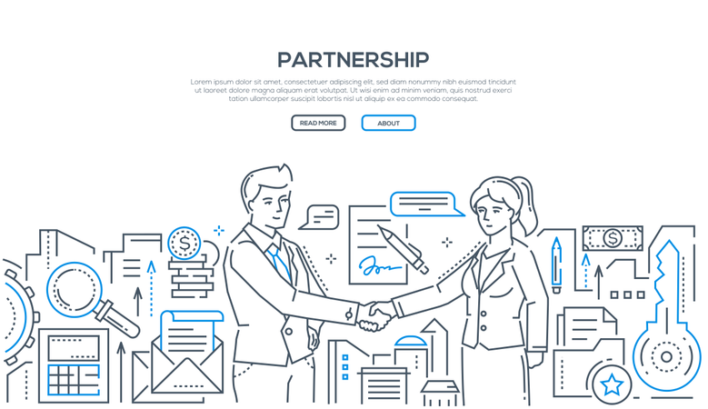 Partnership - Modern Line Design Style Illustration  Illustration