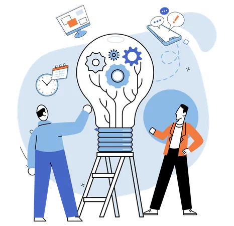 Partnership to success together teamwork help get solution to solve problem  Illustration