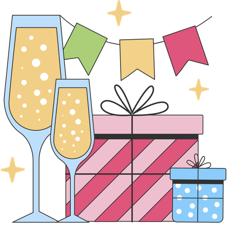 Party celebration and gifts  Illustration
