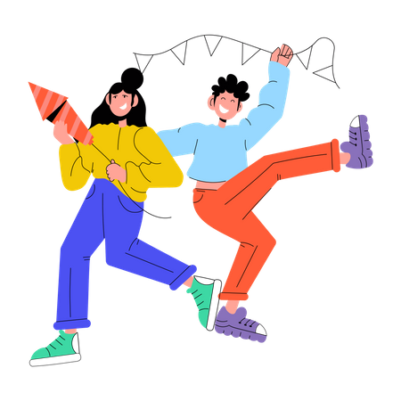 Party Enjoyment  Illustration