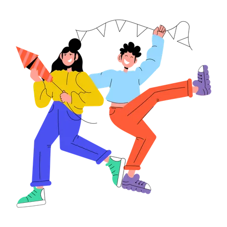 Party Enjoyment  Illustration