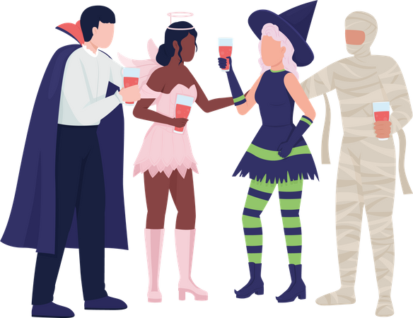 Party guests holding glasses with drink Illustration