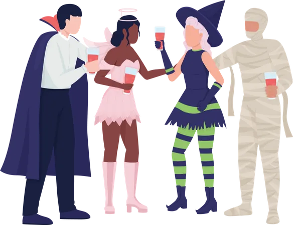 Party guests holding glasses with drink  Illustration