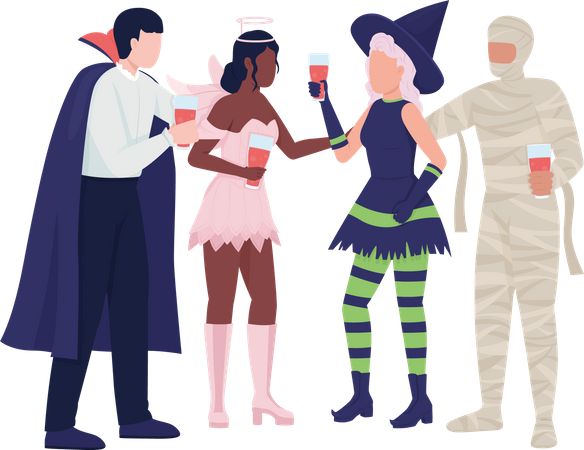 Party guests holding glasses with drink  Illustration