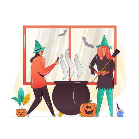 Party of Witches Illustration