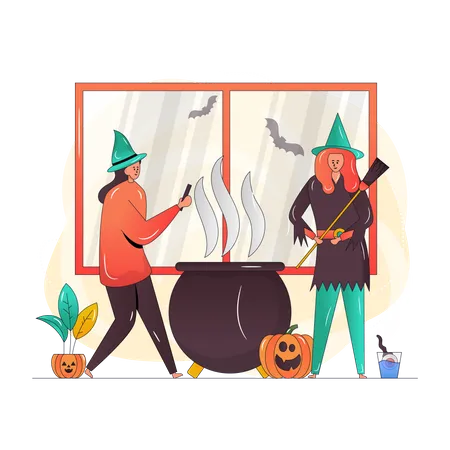 Party of Witches Illustration