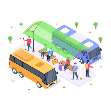 Pasajeros de autobus  Ilustración