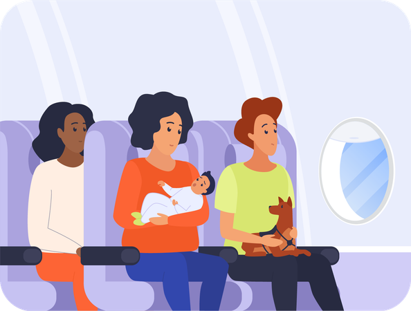 Pasajeros en vuelo  Illustration