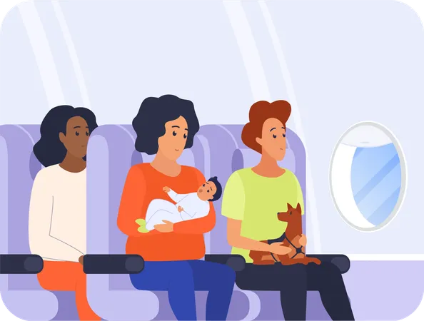 Pasajeros en vuelo  Illustration