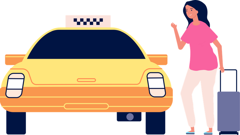 Pasajeros llamando a un taxi  Ilustración