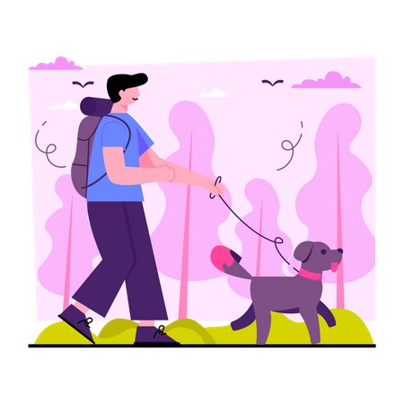 Paseador de perros  Ilustración