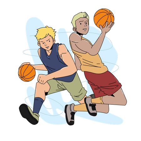 Pasando jugadores de baloncesto  Ilustración