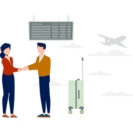 Passageiro agradecendo ao anfitrião aéreo  Ilustração