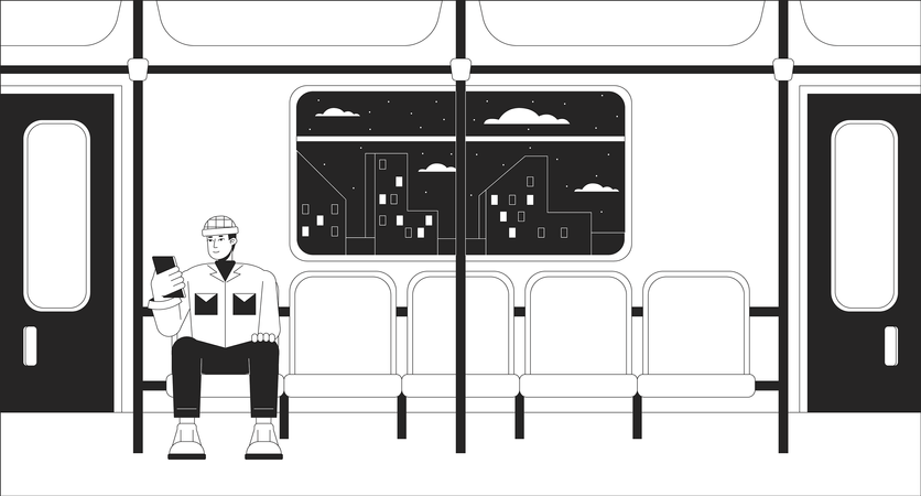 Passageiro de trem suburbano  Ilustração