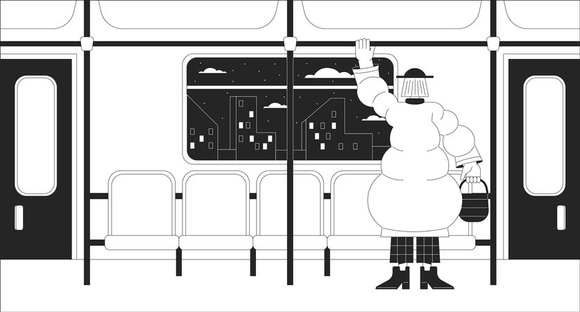 Passager du train de banlieue  Illustration