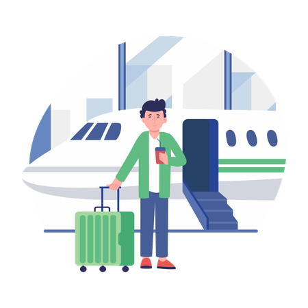 Passager voyageant en avion  Illustration