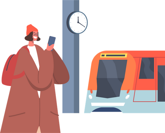 Passagierin im öffentlichen Pendlertunnel der Stadt  Illustration