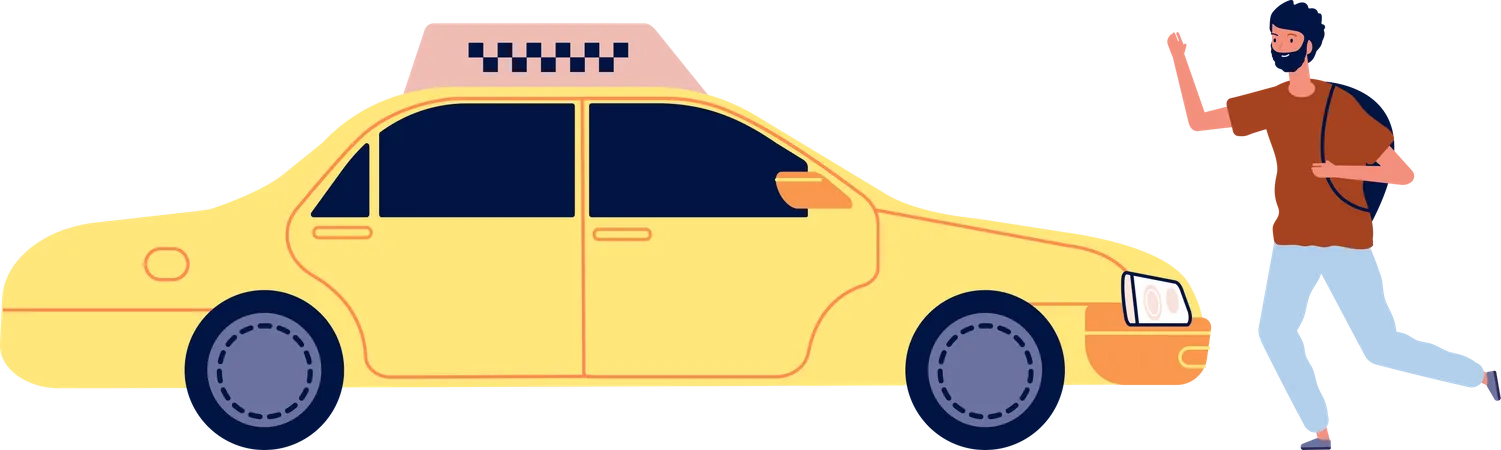 Passagiere rufen Taxi  Illustration