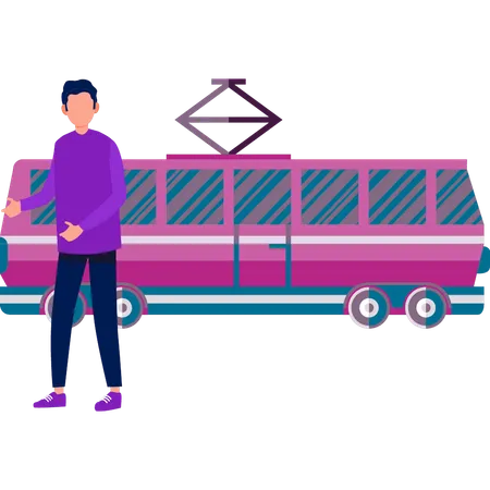 Die Passagiere sind bereit, in den Bus einzusteigen  Illustration