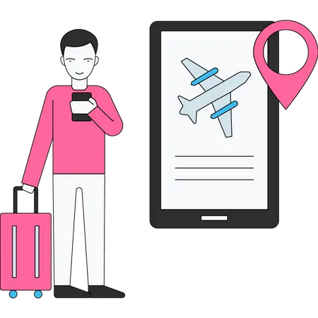 Passagierverfolgung des Flugstatus über die mobile App  Illustration
