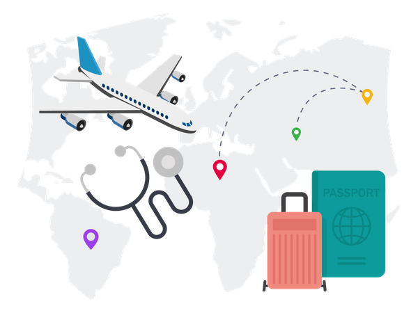 Passaporte médico viagens turismo  Ilustração