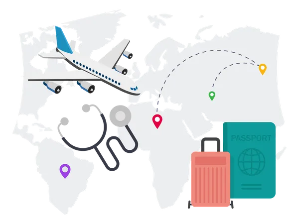 Passaporte médico viagens turismo  Ilustração