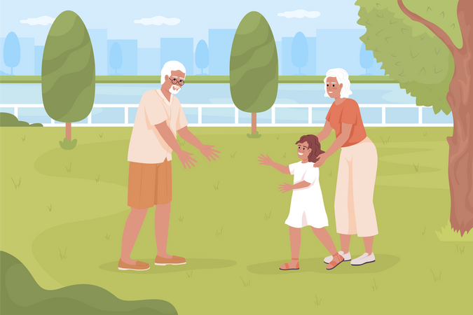 Passar um tempo com os netos no parque  Ilustração