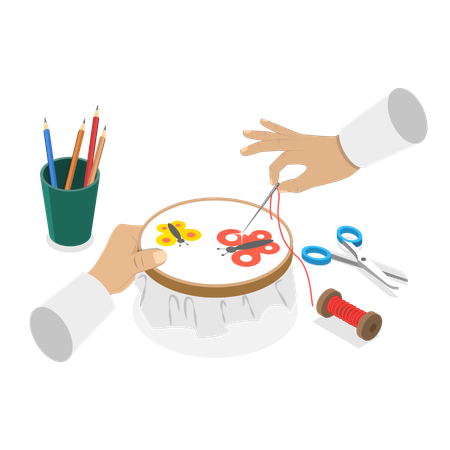 Passatempo de tricô caseiro  Ilustração