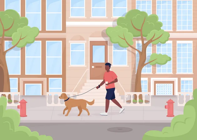 Passear com cachorro  Ilustração