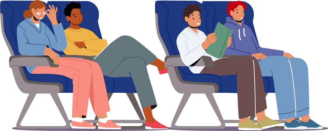 Passenger Sitting at Comfortable Airplane Seats  Illustration