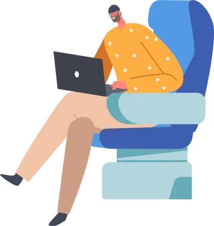 Passenger Sitting in Plane  Illustration