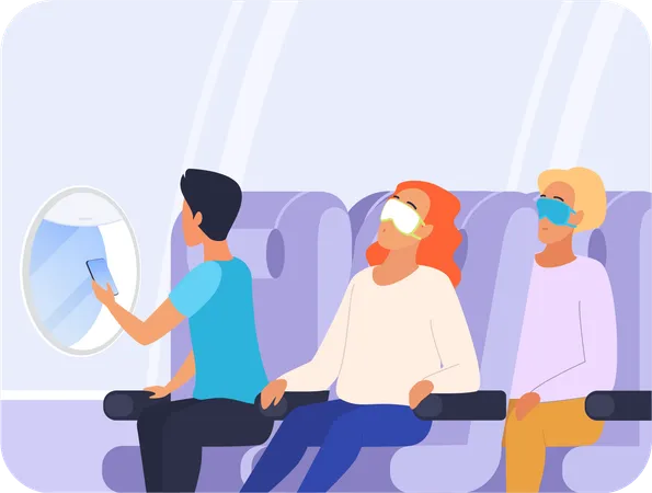 Passenger sleep on flight  Illustration