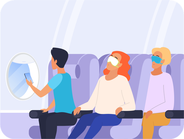 Passenger sleep on flight  Illustration