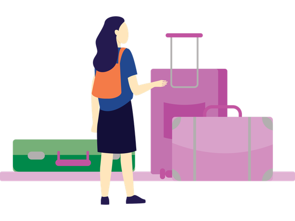 Passenger standing with travel luggage  Illustration