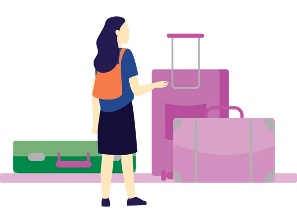 Passenger standing with travel luggage  Illustration