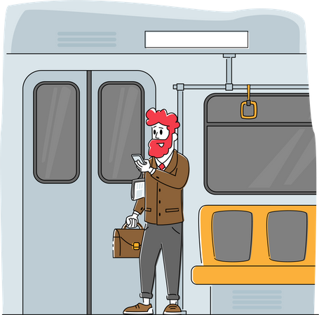 Passenger Transport in  Metro Train Illustration