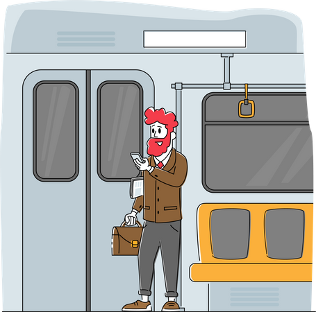 Passenger Transport in  Metro Train  Illustration