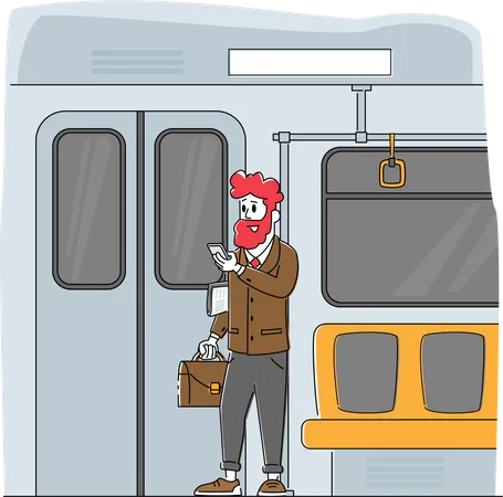 Passenger Transport in  Metro Train  Illustration