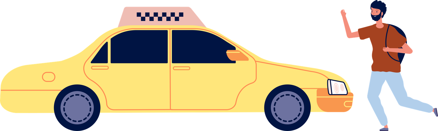 Passengers call taxi  Illustration