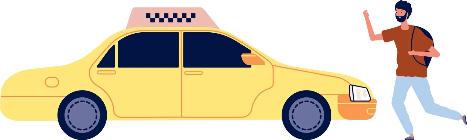 Passengers call taxi  Illustration
