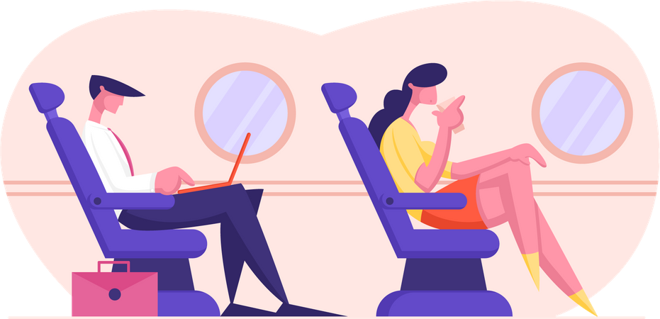 Passengers in Plane Illustration