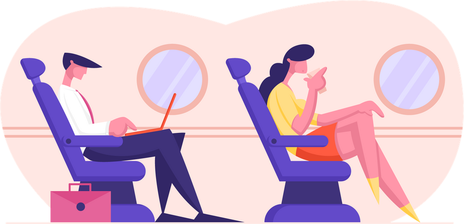 Passengers in Plane  Illustration